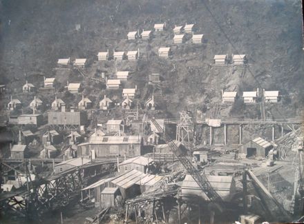 Mangahao Dam (No.1 ?) camp & construction site, 1920's