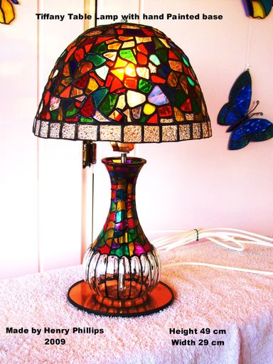 Tiffany Table lamp with hand painted base
