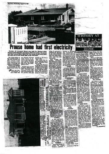 Prouse Home had First Electricity