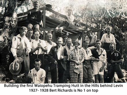 Building the first Waiopehu Tramping Hutt in the Hills behind Levin 1927-1928 jpg