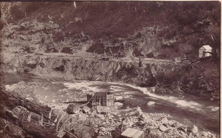 Mangahao River at one of the dam sites, 1920's - Resource cover image