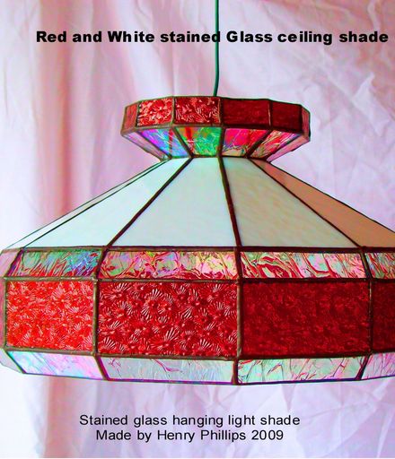 Red and White stained glass ceiling shade
