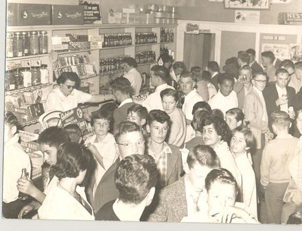 Crowd in Regent Theatre sweet shop