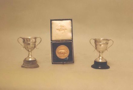 Trophy - two Cups and Medallion (?) in its presentation case