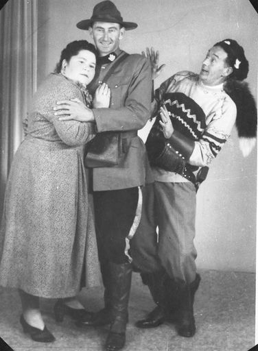 Trio (woman & 2 men) - of the show  "Rose Marie", 1959