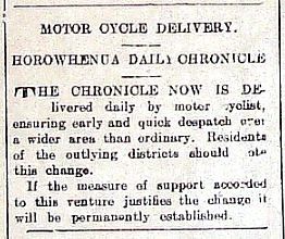 1916 Chronicle delivered by motor cyclist