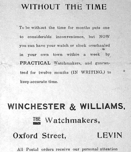 1916 Winchester & Williams, Watchmakers