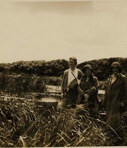 Three Women at Lake Horowhenua, c1960