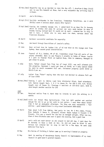 Bert Denton's Diary 1907