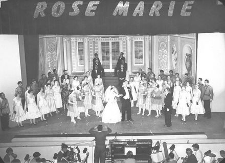 Off-stage greetings with cast of the show  "Rose Marie", 1959