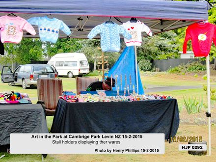 HJP 0292  Art in the Park at Cambrige Park Levin NZ 15-2-2015 stall holders displaying their wares - Resource cover image