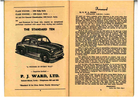 Levin Car Club Inaugural Meeting program- Pages 4-5