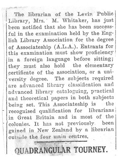 Annnouncement of ALA qualifications.