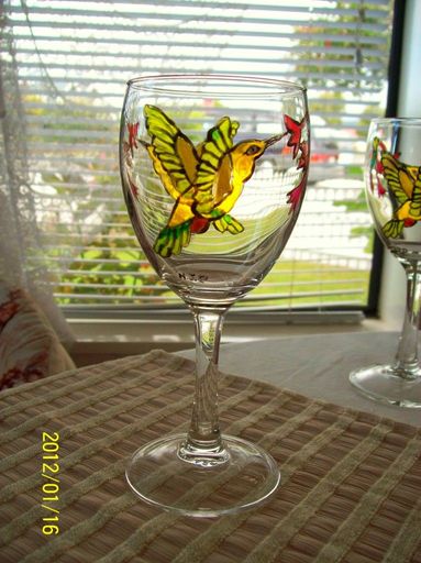 Hand Painted pansy flower wine glass