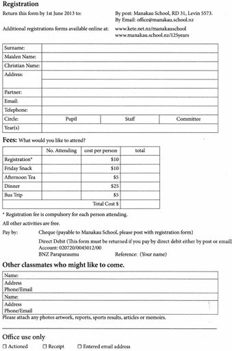 Manakau school 125 jubilee registration form