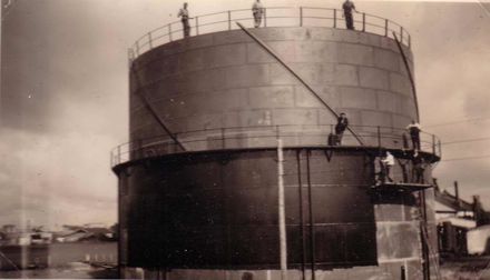 Newly completed gasometer being painted