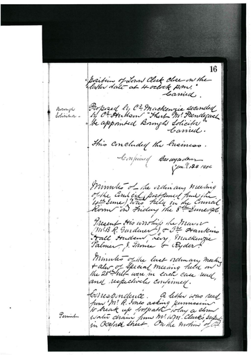 Minutes of 5th Council Meeting 8 June 1906