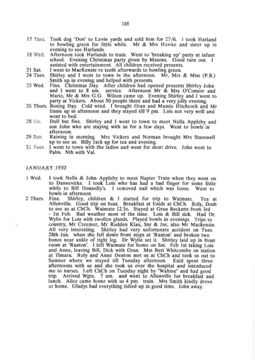 Bert Denton's Diary 1930.