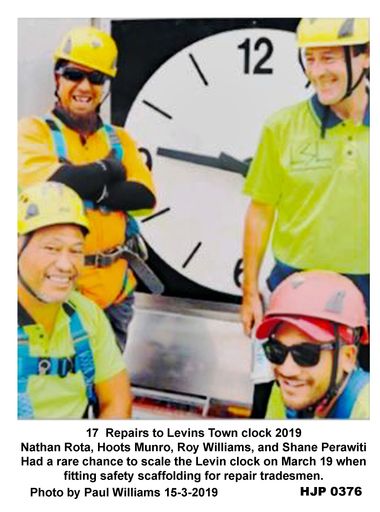 HJP 0376 Scaffolders who put up the scaffolding to repair Levin Towns Clock 1-3-2019 - Resource cover image