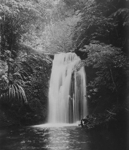 Waterfall on Tokomaru River (now 50 feet underwater), c.1920