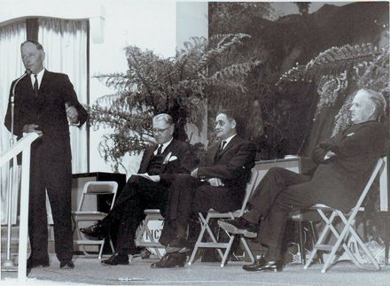 Chairman & 3 men on stage, Electricity Exhibition 1972 - Resource cover image