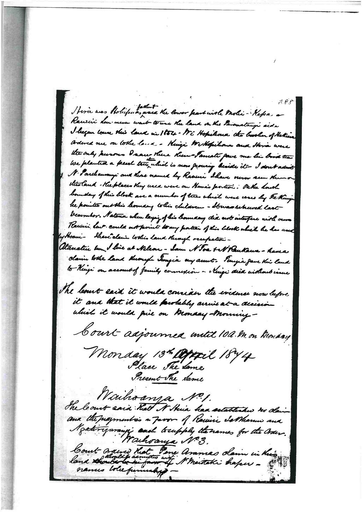 Otaki Maori Landcourt Minutebook - 13 April 1874 - Resource cover image