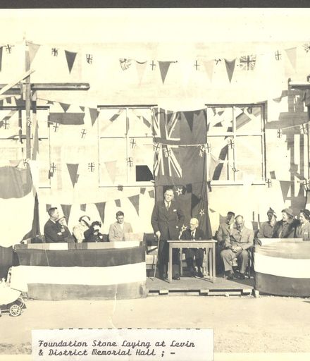 Laying Foundation Stone - Levin & District Memorial Hall