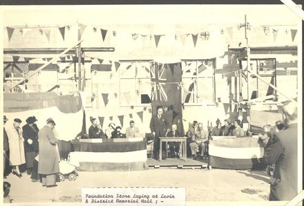 Laying Foundation Stone - Levin & District Memorial Hall