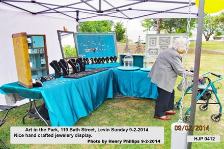 031 HJP 0412 Art in the Park, 119 Bath Street, Levin Sunday 9-2-2014 Nice hand crafted jewelery display