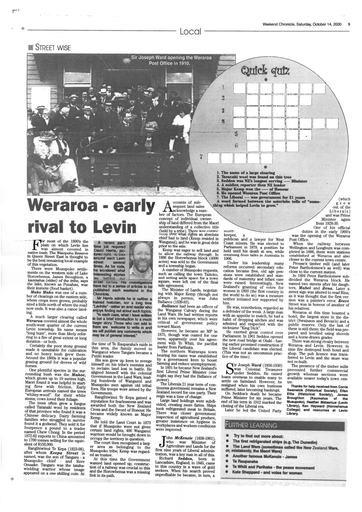 Weraroa early rival to Levin
