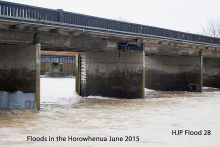 Flood 28 Floods in the Horowhenua June 2015 Flood at Otaki Road bridge
