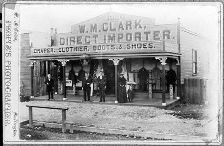 Shop front of Walter Mace Clark's Clothing Store, Levin
