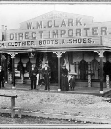 Shop front of Walter Mace Clark's Clothing Store, Levin