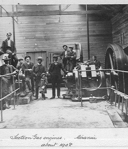 Engine room of Miranui Flax Mill, c.1908