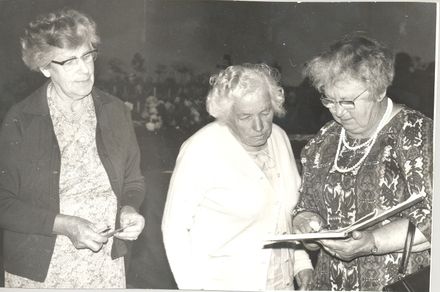 Three older women (unidentified), flower show judges ? - Resource cover image