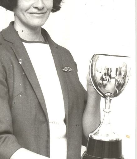 Mrs Innis with Ian Little Cup, 1970