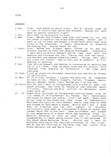 Bert Denton's Diary 1926