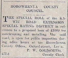 1916 06 May Horowhenua County Council Kawiu Road special rating - Resource cover image
