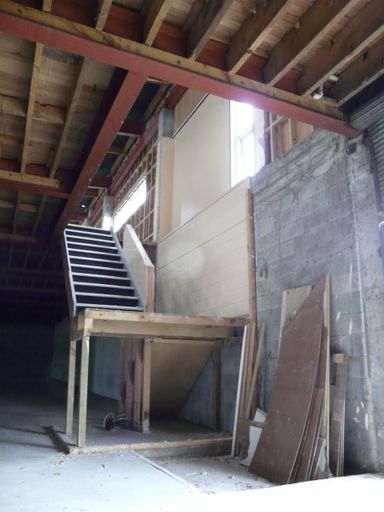 Inside the new Te Takere space before building work commences 4 stairs