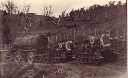 Boiler being towed by 2 Caterpillar tractors, [10 September] 1920 - Resource cover image