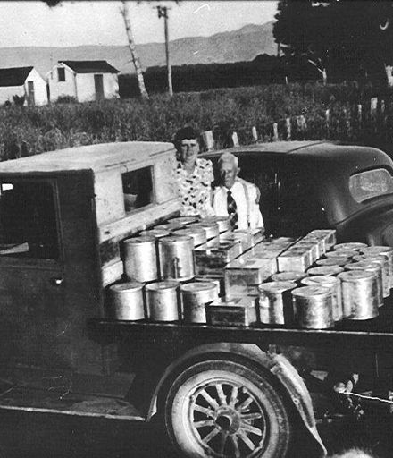 Tins of berryfruit packed for market, c.1950