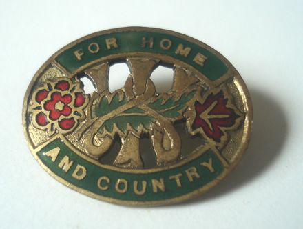 Emblem pin (medal) - "W.I.  For Home And Country", 1933-52