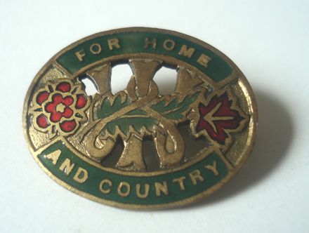 Emblem pin (medal) - "W.I. For Home And Country", 1933-52