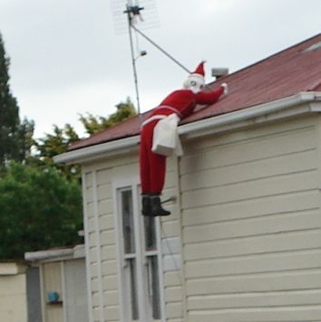 In Shannon Santa is climbing on to the roof