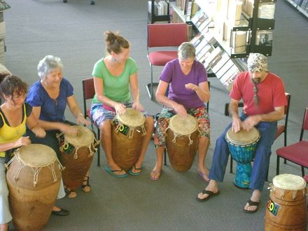 Drumming in Levin Library