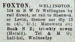 New Zealand Post Office Directory 1921 Foxton header - Resource cover image