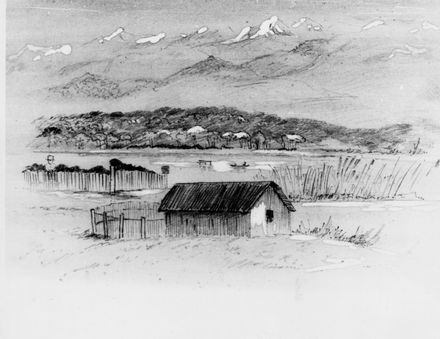 Horowhenua, lake & ranges (Hadfield sketch)