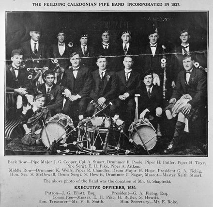 Feilding Caledonian Pipe Band, c. 1930