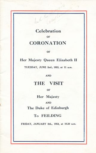 Page 1: Celebration of Queen's Coronation & Visit