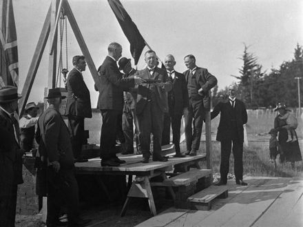 Laying the foundation stone - Feilding Agricultural High School